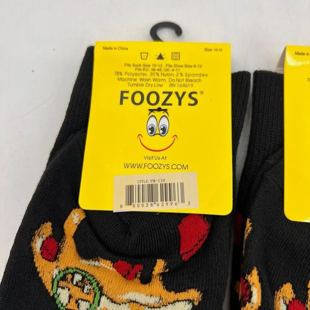 Foozys Socks Mens 6-12 Nachos Cheese Funny Fun Novelty Crew Calf Length 4 Pairs